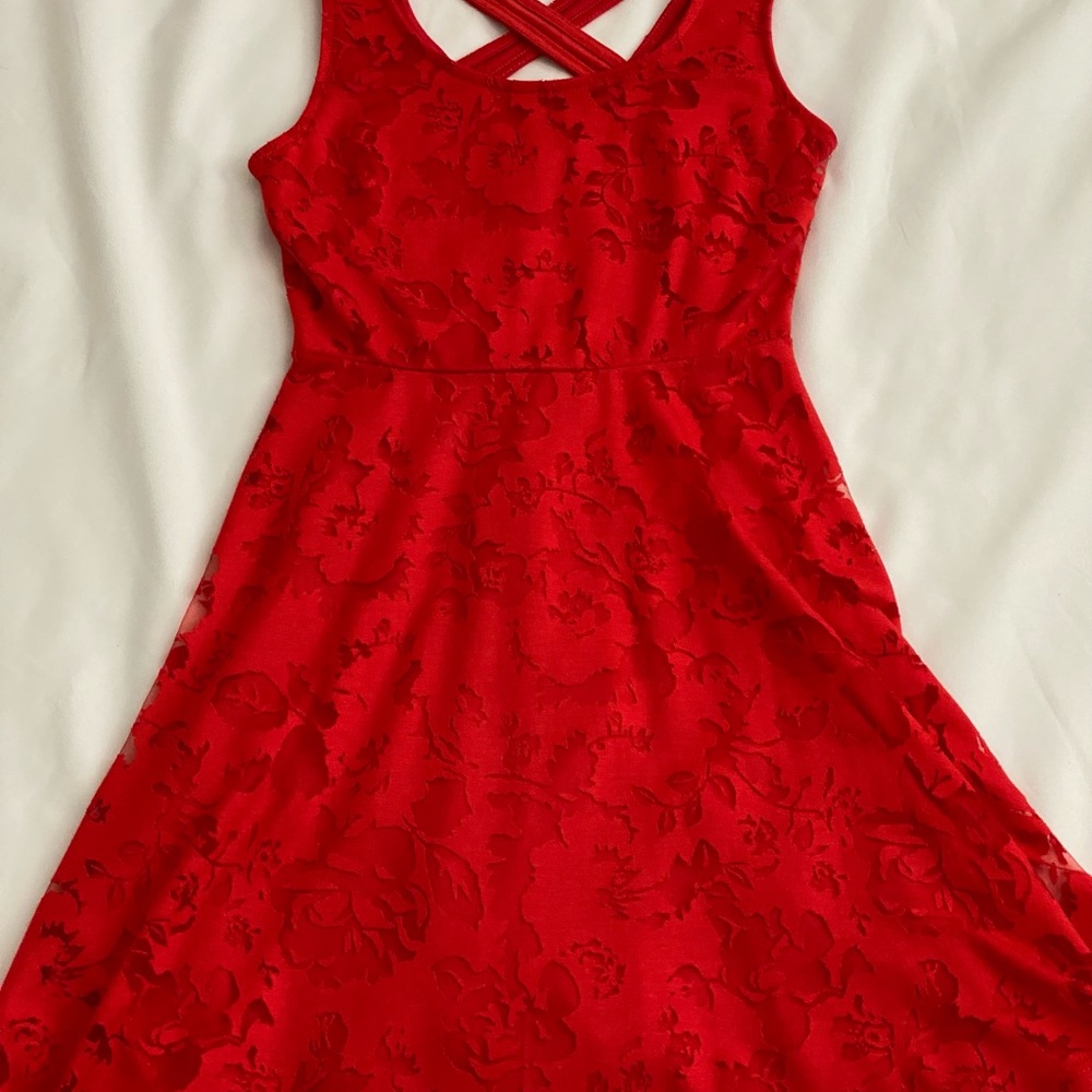 Candies Juniors Red Lacey Dress.  Sz.  XS. Fully Lined. - Picture 11 of 15